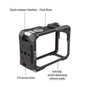 Puluz metal protective case with cold shoe mount for DJI Osmo Action 6