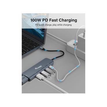 Equip 133487 interface hub USB 3.2 Gen 1 (3.1 Gen 1) Type-C 5000 Mbit/s Sort, Grå