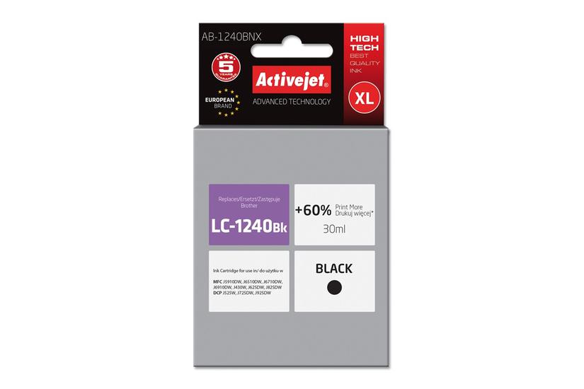 Activejet AB-1240BNX Blæk (erstatning Brother LC1240BK/1220BK; Supreme; 30 ml; sort)