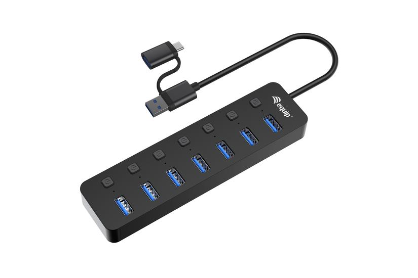 Equip USB-Hub 7-Port 3.2  ->7x3.2 inkl USB-C Adapter schwarz