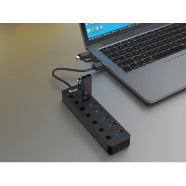 Equip USB-Hub 7-Port 3.2  ->7x3.2 inkl USB-C Adapter schwarz