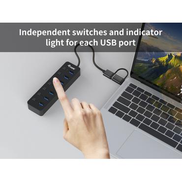 Equip USB-Hub 7-Port 3.2  ->7x3.2 inkl USB-C Adapter schwarz