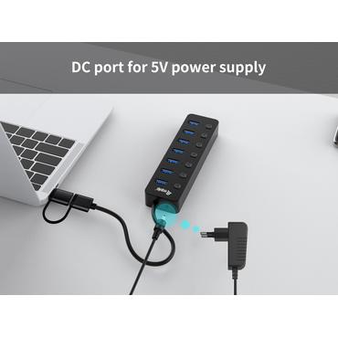 Equip USB-Hub 7-Port 3.2  ->7x3.2 inkl USB-C Adapter schwarz