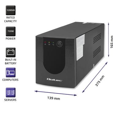 Qoltec Monolith - UPS - 720 Watt - 1200 VA