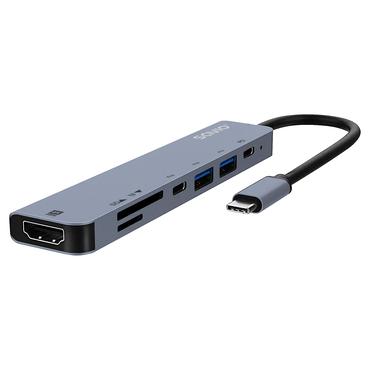 Savio AK-82 interface hub USB Type-C 5000 Mbit/s Sort
