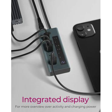 ICY BOX IB-HUB1457-C31 USB 3.2 Gen 1 (3.1 Gen 1) Type-C 10000 Mbit/s Blå, Grå