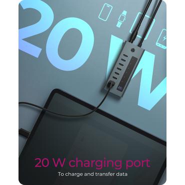 ICY BOX IB-HUB1457-C31 USB 3.2 Gen 1 (3.1 Gen 1) Type-C 10000 Mbit/s Blå, Grå