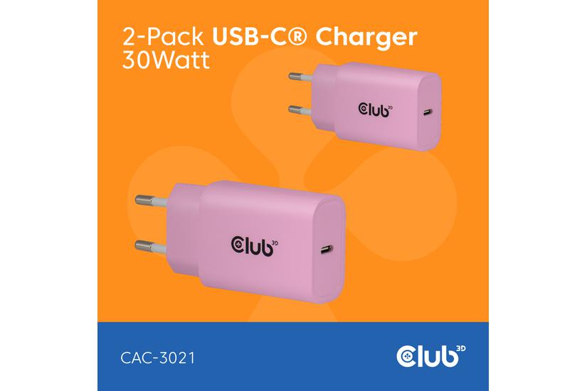 2-Pack USB-C&reg; Charger 30Watt Pink