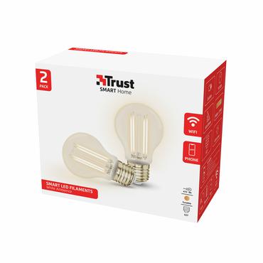 Trust Smart Home - LED-filament-lyspære - E27 - hvidt lys - 1800-6500 K (pakke med 2)