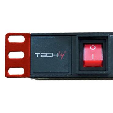 Techly I-CASE STRIP-18C20 strømforsyningsenhed (PDU) 8 AC stikkontakt(er) 1U Sort, Rød