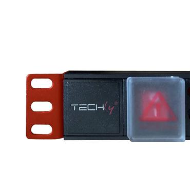 Techly I-CASE STRIP-18C20 strømforsyningsenhed (PDU) 8 AC stikkontakt(er) 1U Sort, Rød