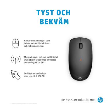 HP 235 Slim - mus - 2.4 GHz - svart