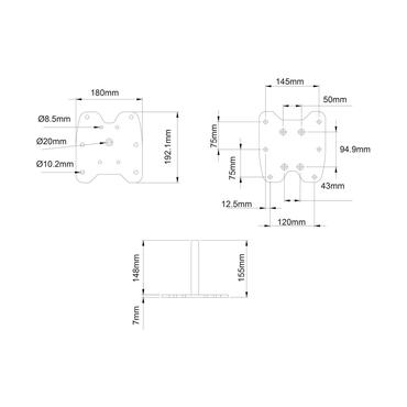 Multibrackets M Pro Series Bolt Down Floor Plate - monteringskomponent - svart