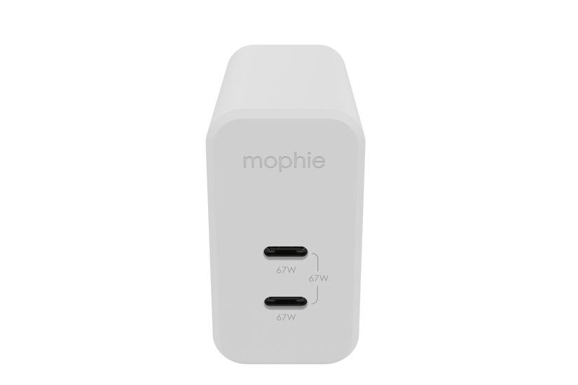 Mophie GaN Charger Dual - ładowarka sieciowa z podwójnym wejściem USB-C 67W biała