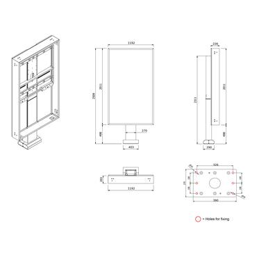 Multibrackets M Pro Series OH85 st&auml;ll - totem - f&ouml;r platt panel - utomhus - svart