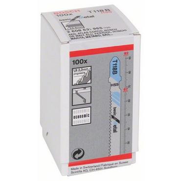 Bosch 2 608 631 965 stiksav, rullesav & sabelsavklinge Stiksavklinger H&oslash;j-hastighed st&aring;l (HSS) 100 stk