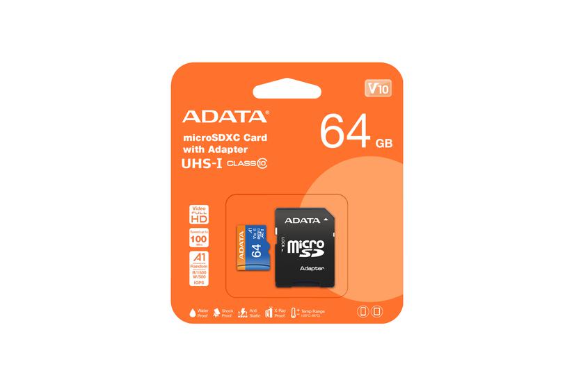 ADATA 64GB, microSDHC, Class 10 UHS-I Klasse 10