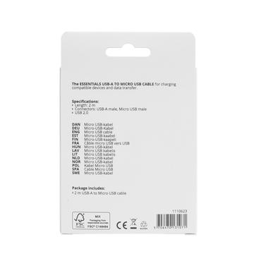 Essentials 1110623 USB-kabel USB 2.0 2 m USB A USB A/Micro-USB B Sort