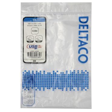 DELTACO - USB typ C-kabel - 24 pin USB-C till 24 pin USB-C - 80 cm