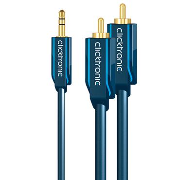 ClickTronic 5m MP3 Adapter lydkabel 3.5mm 2 x RCA Blå