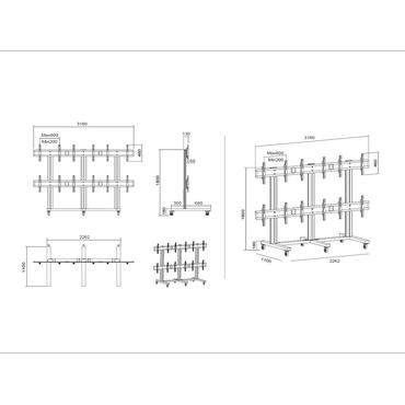 Multibrackets M Public Video Wall Stand 6-Screens st&auml;ll - f&ouml;r 6 LCD-bildsk&auml;rmar - svart