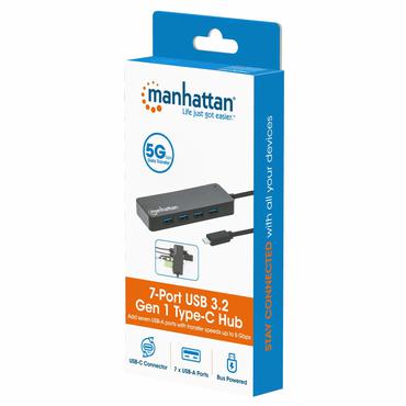 Manhattan 168410 interface hub USB Type-C 5000 Mbit/s Sort