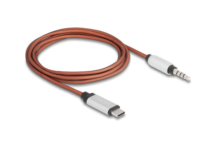 Delock AUX Cable USB Type-C&trade; male to Stereo plug 3.5 mm 4 pin 1.2 m