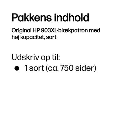 HP Original 903XL-blækpatron med høj kapacitet, sort