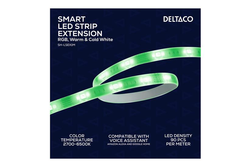 Deltaco Smart Home Lysstripsforlængelse Led Rgb Varm Til Kold Hvidt Lys 2700 6500 Hvid