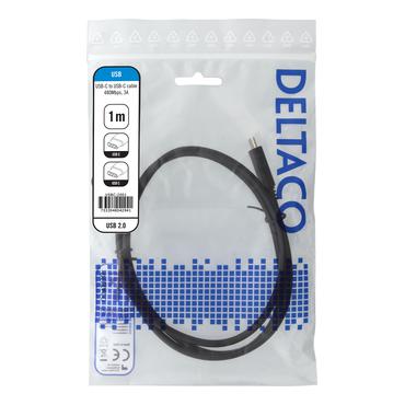 DELTACO USBC-2001 - USB typ C-kabel - 24 pin USB-C till 24 pin USB-C - 1 m