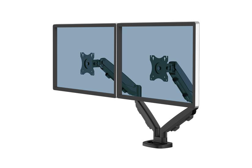 Fellowes monteringssats - justerbara dubbla armar - f&ouml;r 2 monitorer - svart, RAL 9017