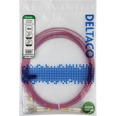 Deltaco OM4 Fiber cable, LC - LC, duplex, multimode, 4,0m