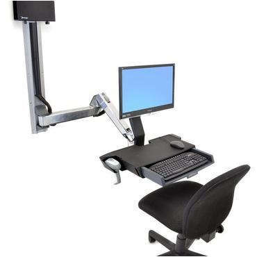 Ergotron StyleView Sit-Stand Combo System with Worksurface monteringssats - f&ouml;r LCD-sk&auml;rm/tangentbord/mus/streckkodsl&auml;sare/processor - liten CPU-h&aring;llare - polerat aluminium