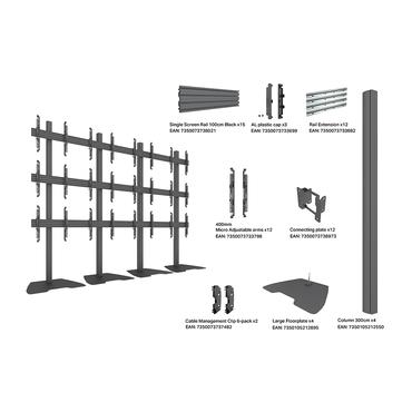 Multibrackets M Pro Series st&auml;ll - f&ouml;r 12 LCD-bildsk&auml;rmar - videov&auml;gg - svart