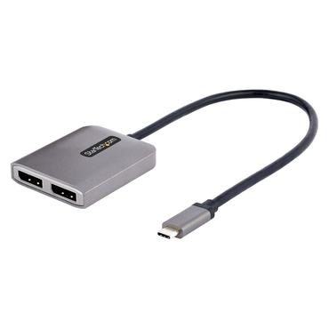 StarTech.com 2-Port USB-C MST Hub, USB Type-C to 2x DisplayPort Multi-Monitor Adapter for Laptop, Dual-DP up to 4K 60Hz w/ DP 1.4 Alt Mode & DSC, HDR, 1ft (30cm) Cable, USB Bus-Powered - Multi-Stream Transport Hub (MST14CD122DP) - video/audiosplitter - 2 portar