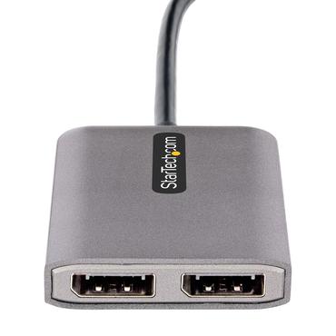StarTech.com 2-Port USB-C MST Hub, USB Type-C to 2x DisplayPort Multi-Monitor Adapter for Laptop, Dual-DP up to 4K 60Hz w/ DP 1.4 Alt Mode & DSC, HDR, 1ft (30cm) Cable, USB Bus-Powered - Multi-Stream Transport Hub (MST14CD122DP) - video/audiosplitter - 2 portar