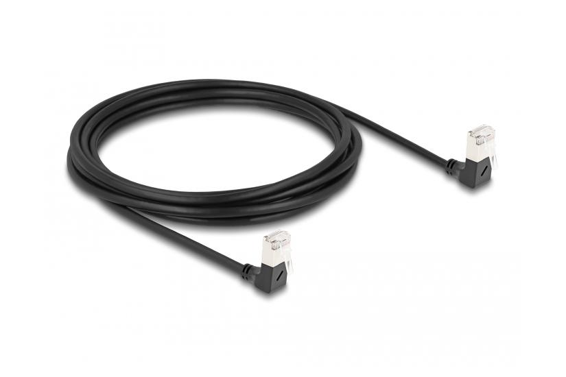 Delock RJ45 n&auml;tverkskabel Cat.6A S/FTP Smal 90&deg; ned&aring;t/ned&aring;t vinklad 3 m svart