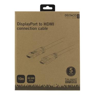 DELTACO DP-HDMI1100 - adapterkabel - DisplayPort / HDMI - 10 m
