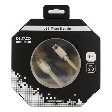 DELTACO Prime USBC-1250 - USB typ C-kabel - 24 pin USB-C till mikro-USB typ B - 1 m