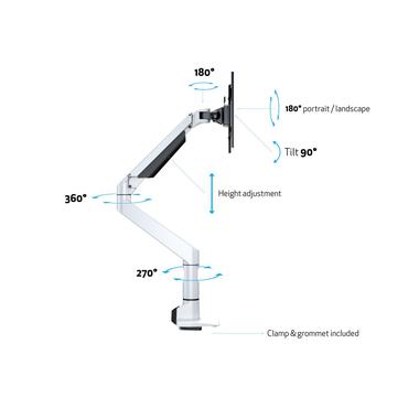 Multibrackets M VESA Gas Lift XL Single - monteringssats - justerbar arm - för LCD-display - vit