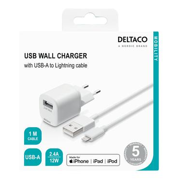 DELTACO USB-AC181 strømforsyningsadapter - USB - 12 Watt