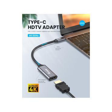 Equip 133491 videokabel adapter 0,15 m USB Type-C HDMI Sort, Gr&aring;