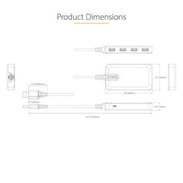 StarTech.com 4-Port USB Hub, USB 3.0 5Gbps, Bus Powered, USB-A to 4x USB-A Hub with Optional Auxiliary Power Input, Portable Desktop/Laptop USB Hub with 1ft (30cm) Attached Cable - USB Expansion Hub (5G4AB-USB-A-HUB) - hub - 4 porte