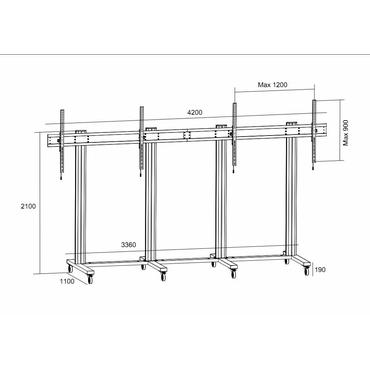 Multibrackets M Public Display Stand 210 Dual Screen stativ - for 2 flade paneler/videokonferencesystem - sort