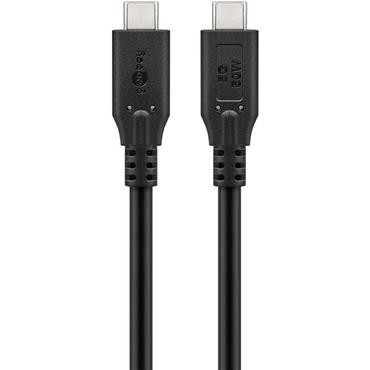 USB-C&trade; Cable, USB 3.2, 60 W, 5 Gbit/s, Power Delivery, 0.5 m, black - USB-C&trade; connector > USB-C&trade; connector