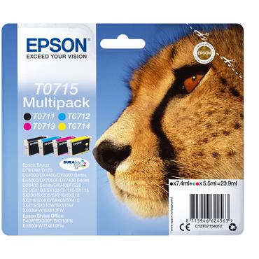 Epson T0715 Multipack - 4-pack - svart, gul, cyan, magenta - original - bl&auml;ckpatron