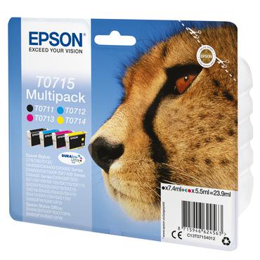 Epson T0715 Multipack - 4-pack - svart, gul, cyan, magenta - original - bl&auml;ckpatron