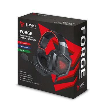 Savio SAVGH-FORGE hovedtelefoner/headset Ledningsført Ørekrog Spil Sort, Rød