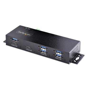StarTech.com 7-Port Industrial USB Hub 10Gbps Hub, Metal, Mountable, TAA - hub - industriel - 7 porte - monterbar på stativ - TAA-kompatibel