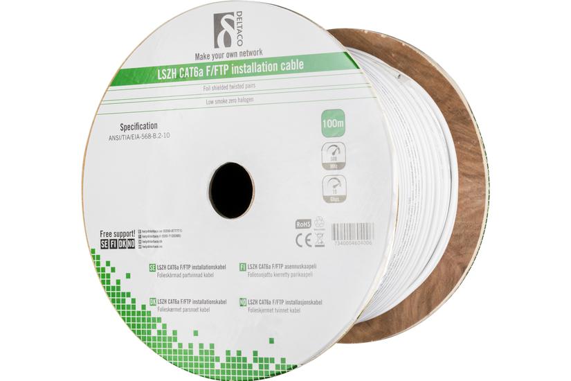 DELTACO TP-50C - bulkkabel - 100 m - vit